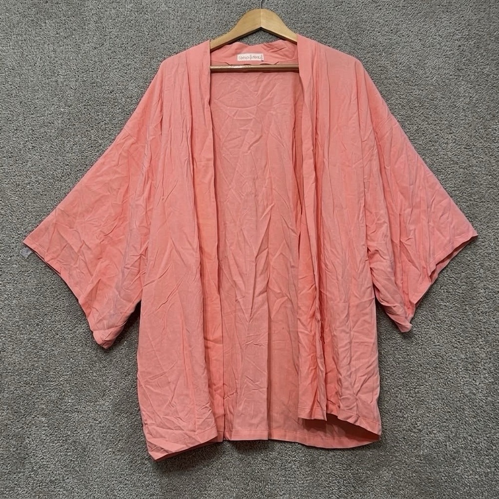 Jam's World Open Cardigan Kimono Sleeves Coral Lightweight Flowy Women's M